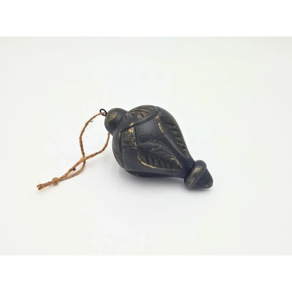 Upcycled Carved Ornament – Vintage‑Style Holiday Decor, Black & Gold Christmas